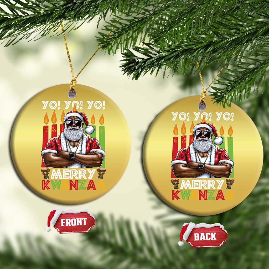 Merry Kwanzaa Christmas Ornament Black Christmas African American Santa