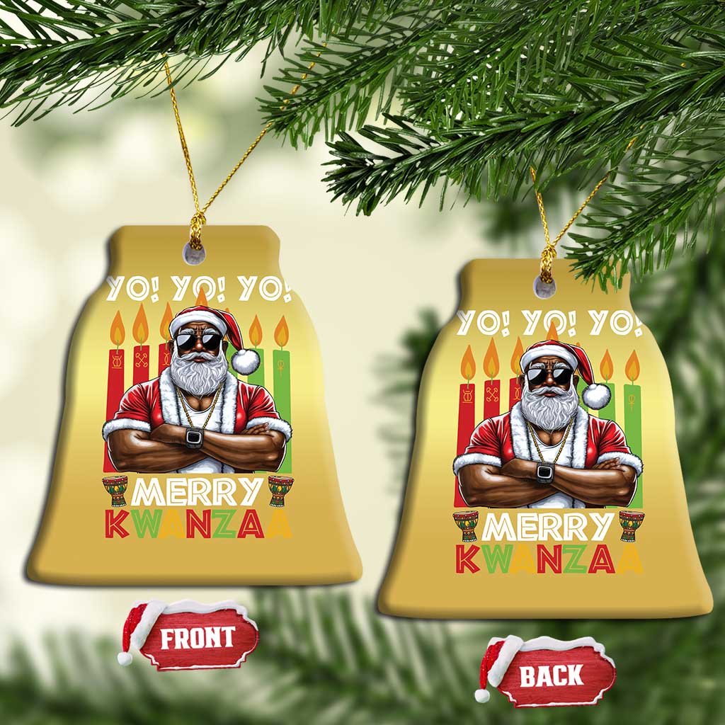 Merry Kwanzaa Christmas Ornament Black Christmas African American Santa