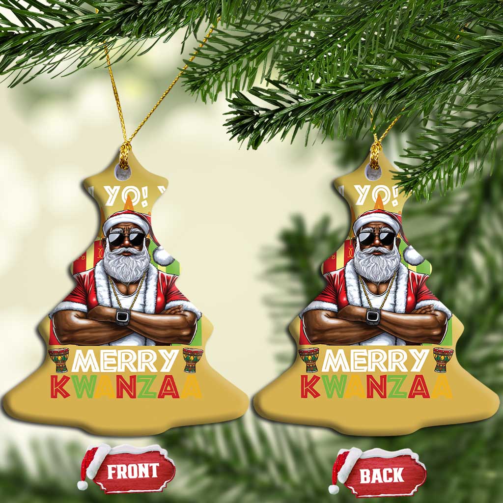 Merry Kwanzaa Christmas Ornament Black Christmas African American Santa