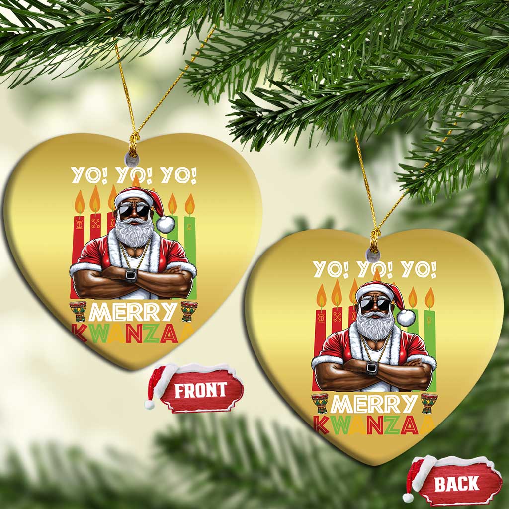 Merry Kwanzaa Christmas Ornament Black Christmas African American Santa
