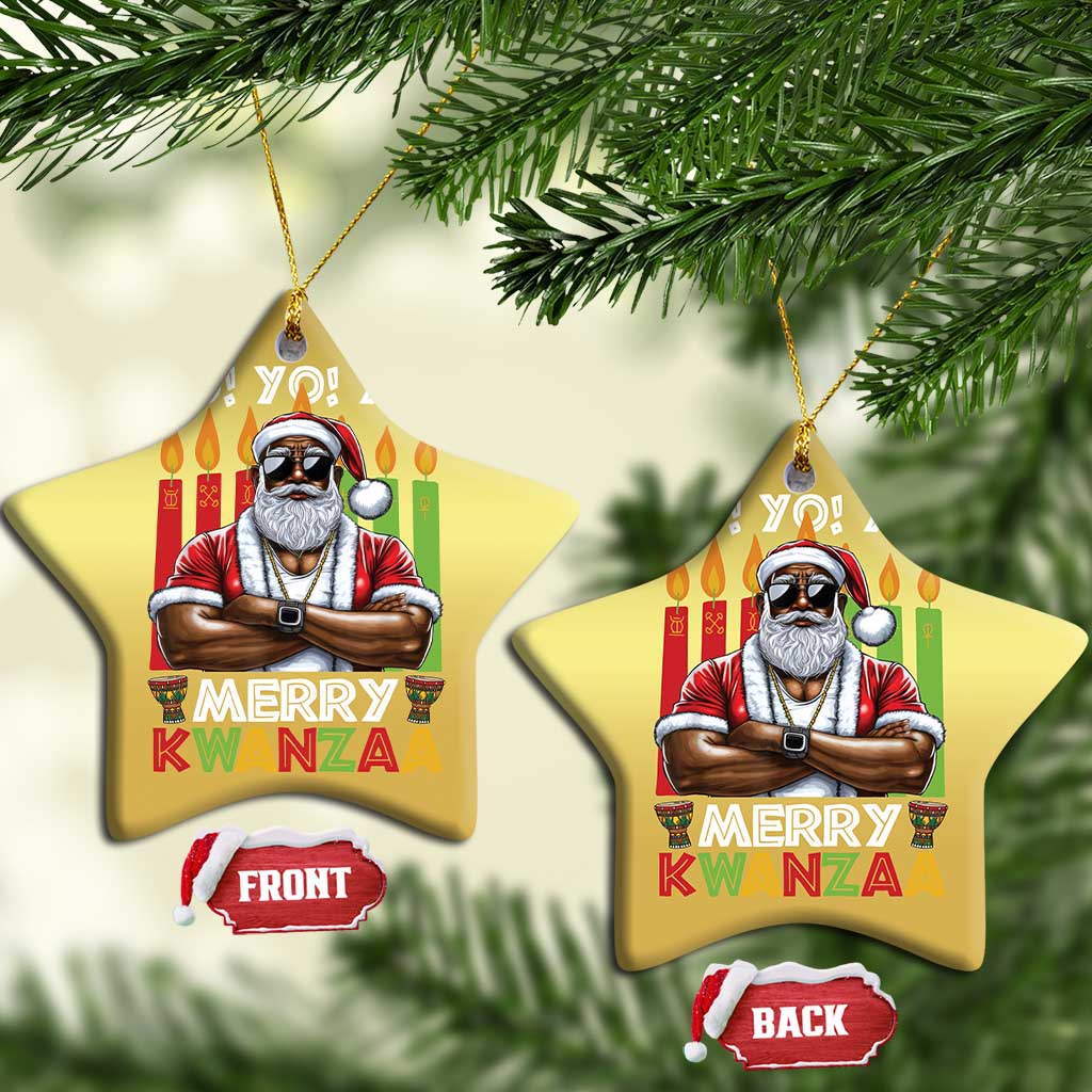 Merry Kwanzaa Christmas Ornament Black Christmas African American Santa