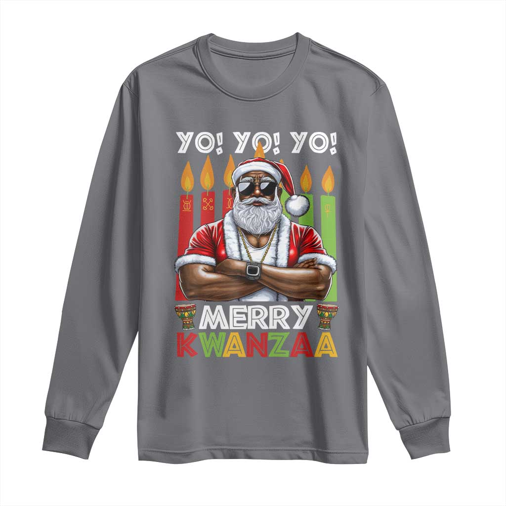 Merry Kwanzaa Long Sleeve Shirt Black Christmas African American Santa