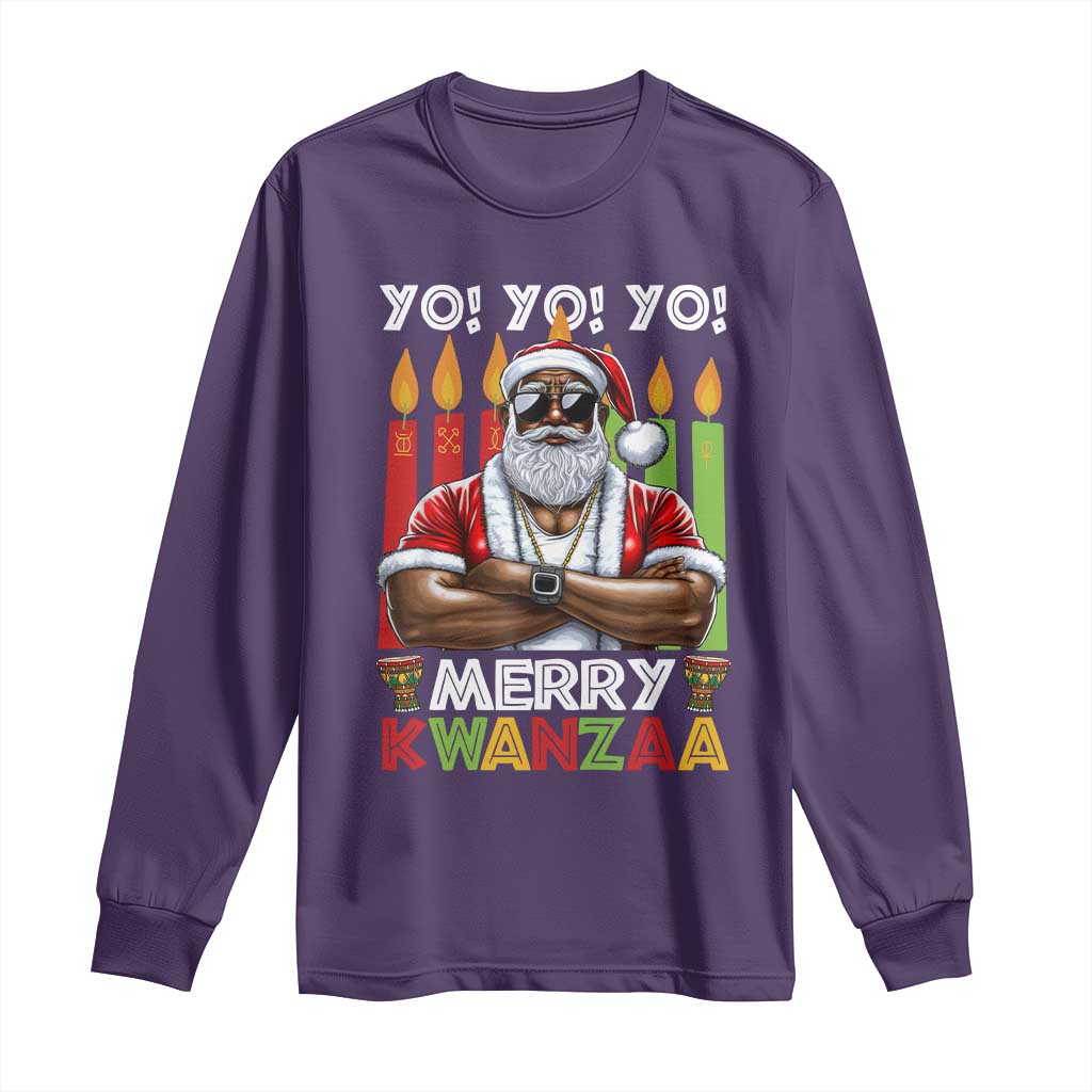 Merry Kwanzaa Long Sleeve Shirt Black Christmas African American Santa