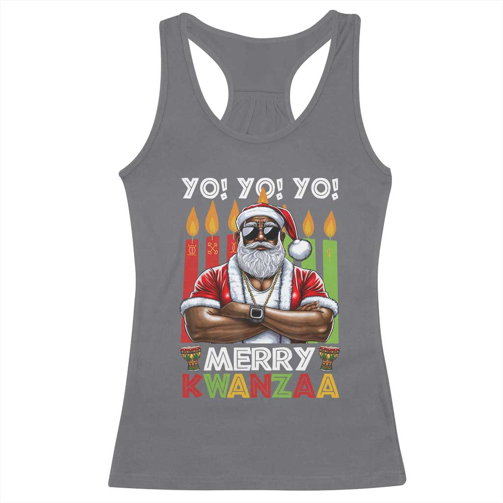 Merry Kwanzaa Racerback Tank Top Black Christmas African American Santa