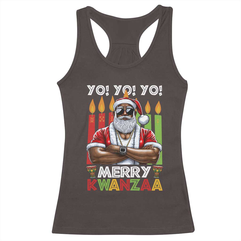 Merry Kwanzaa Racerback Tank Top Black Christmas African American Santa