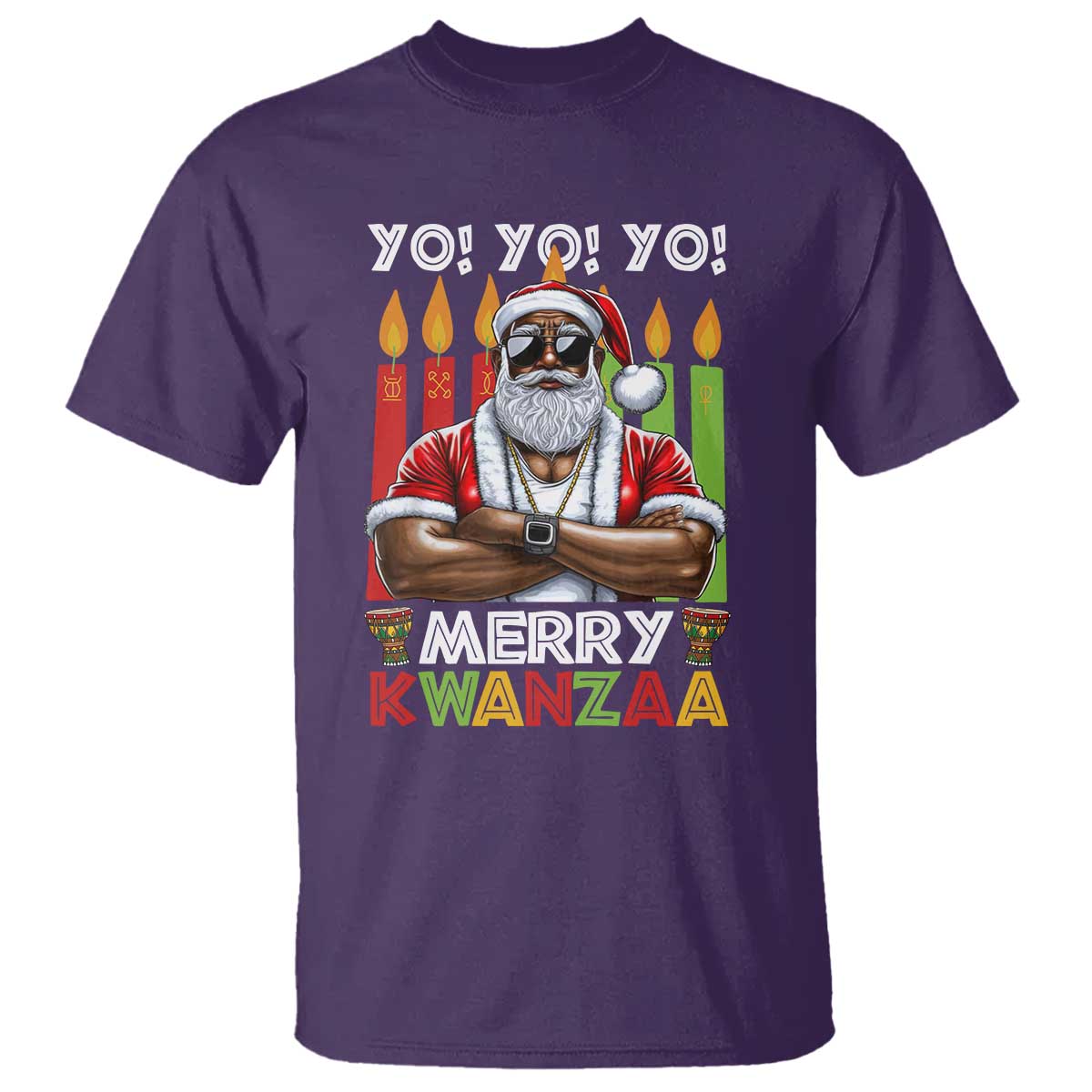 Merry Kwanzaa T Shirt Black Christmas African American Santa