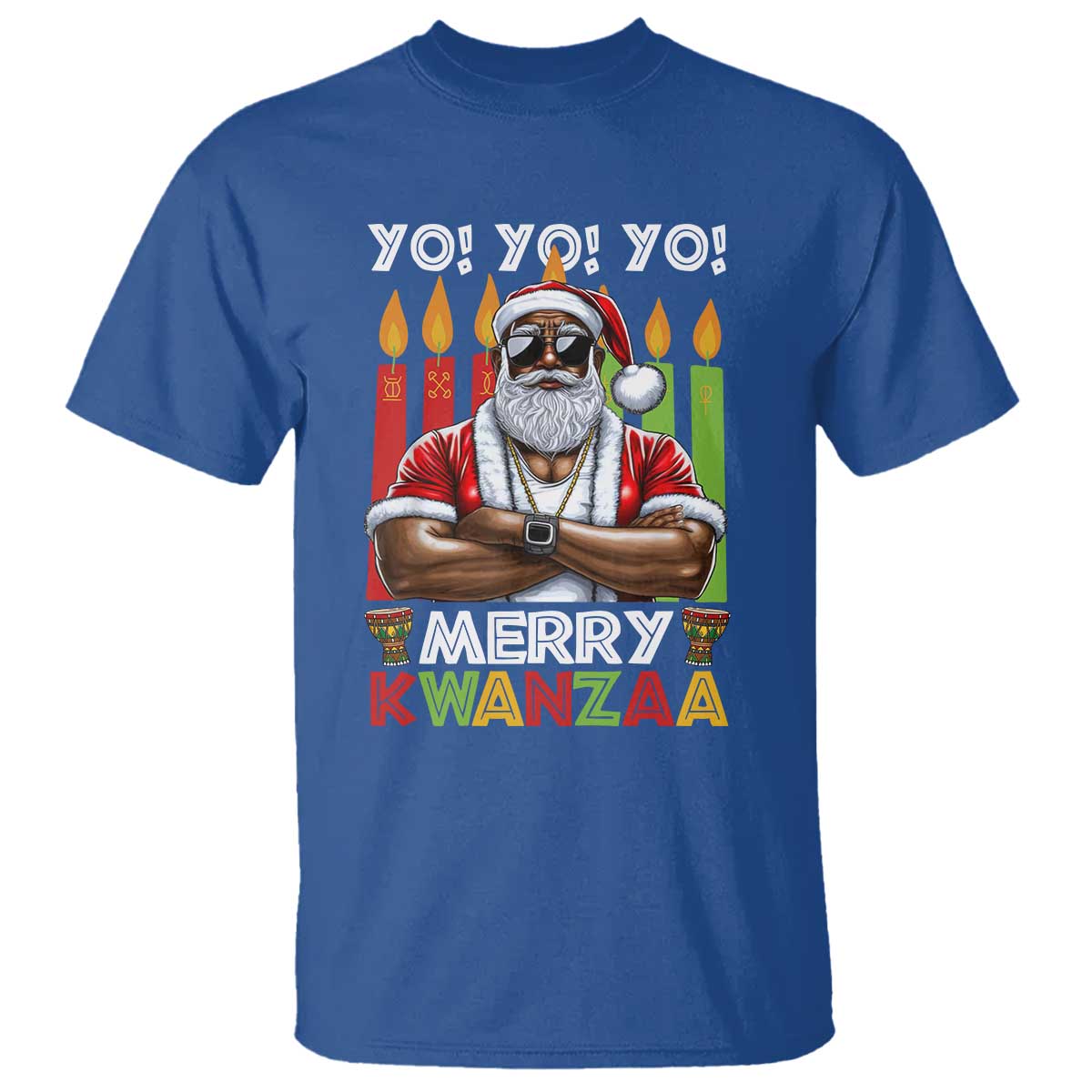 Merry Kwanzaa T Shirt Black Christmas African American Santa
