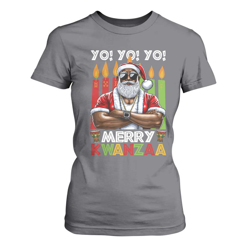 Merry Kwanzaa T Shirt For Women Black Christmas African American Santa