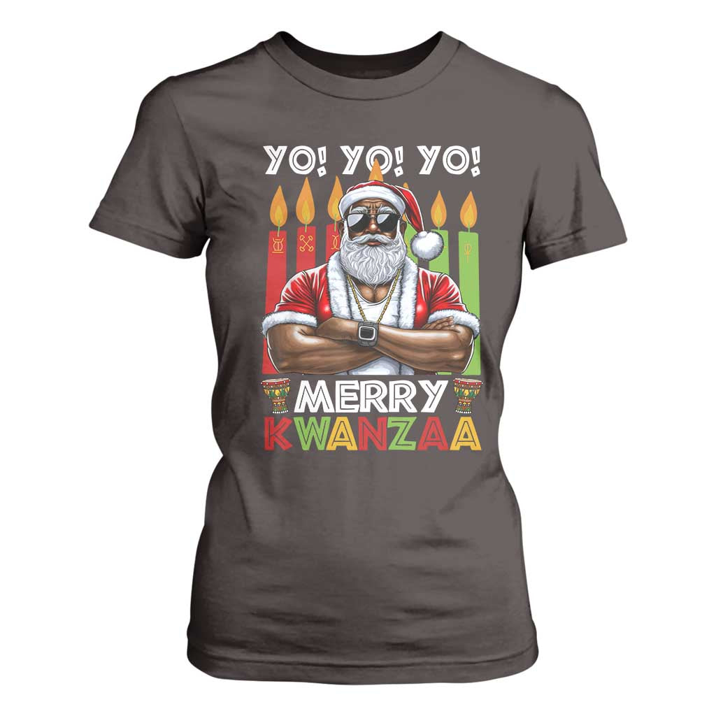 Merry Kwanzaa T Shirt For Women Black Christmas African American Santa