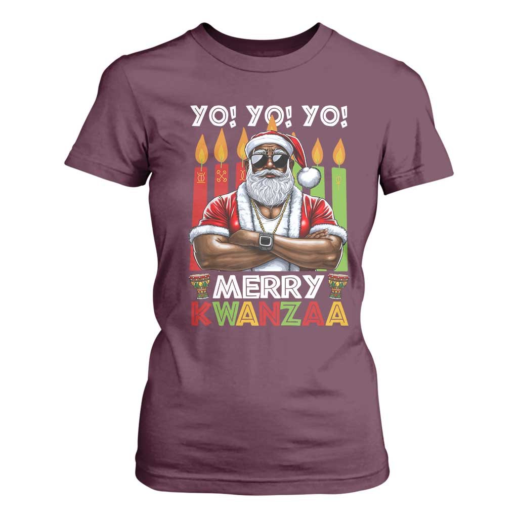 Merry Kwanzaa T Shirt For Women Black Christmas African American Santa