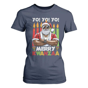 Merry Kwanzaa T Shirt For Women Black Christmas African American Santa