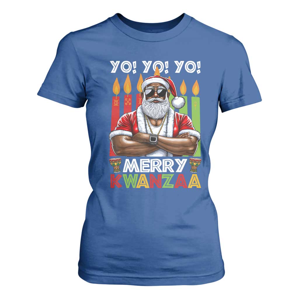 Merry Kwanzaa T Shirt For Women Black Christmas African American Santa