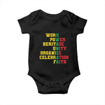 African American Christmas Kwanzaa Baby Onesie Work Power Heritage Unity Organize Celebration Faith