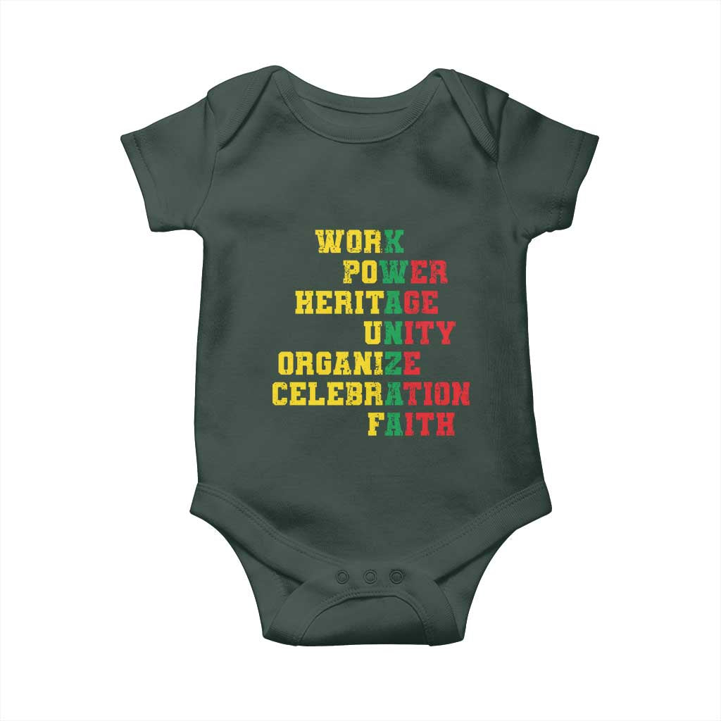 African American Christmas Kwanzaa Baby Onesie Work Power Heritage Unity Organize Celebration Faith