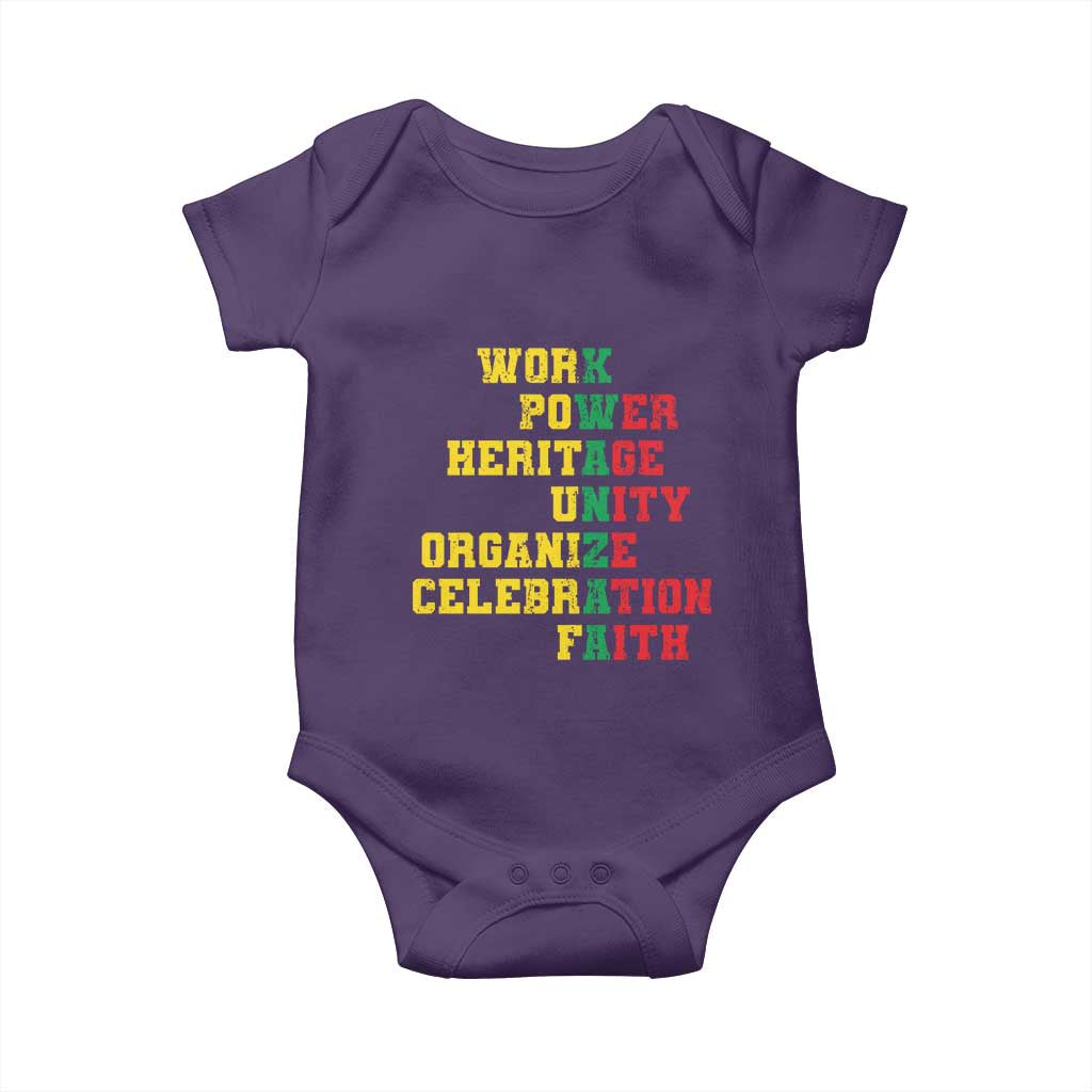 African American Christmas Kwanzaa Baby Onesie Work Power Heritage Unity Organize Celebration Faith