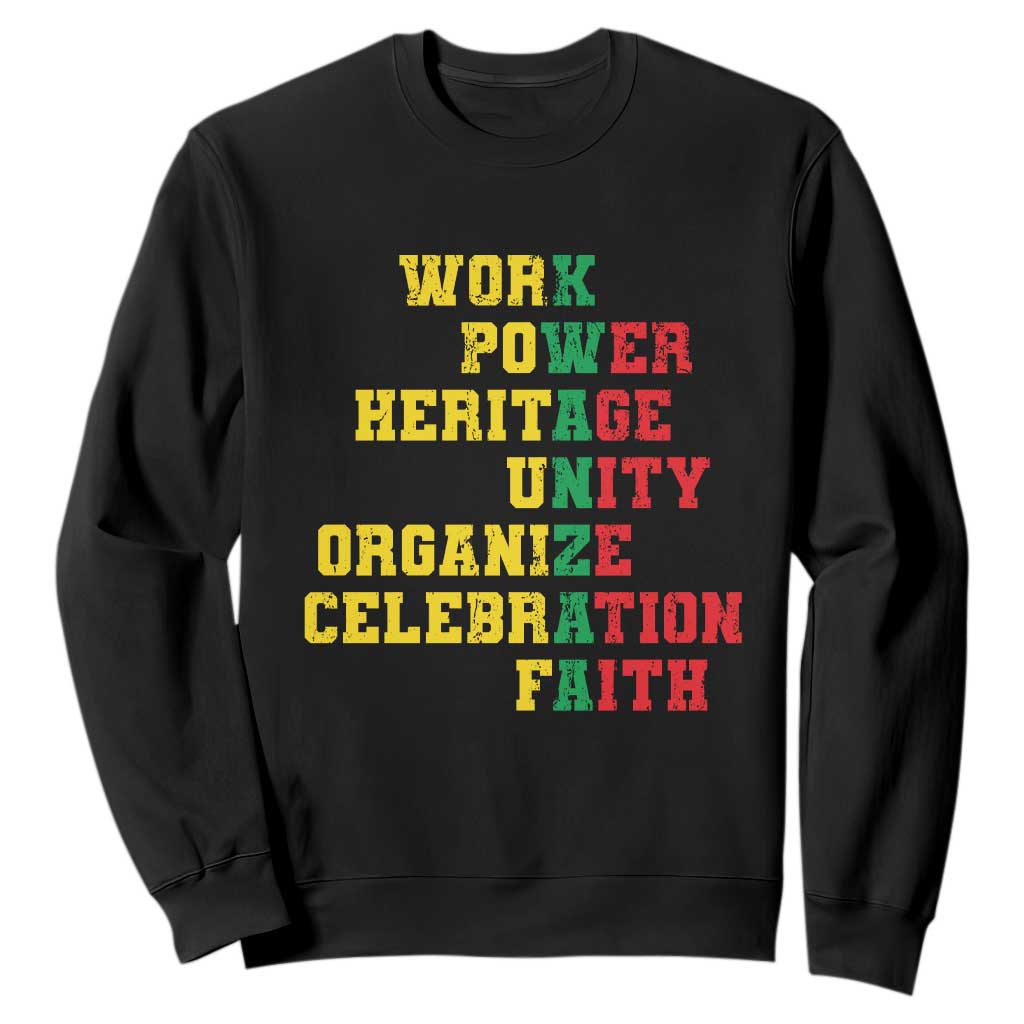 African American Christmas Kwanzaa Sweatshirt Work Power Heritage Unity Organize Celebration Faith