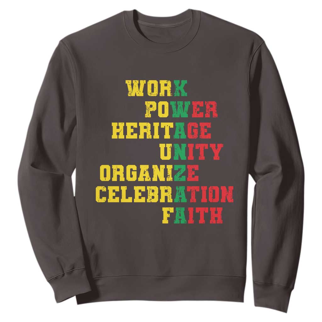 African American Christmas Kwanzaa Sweatshirt Work Power Heritage Unity Organize Celebration Faith