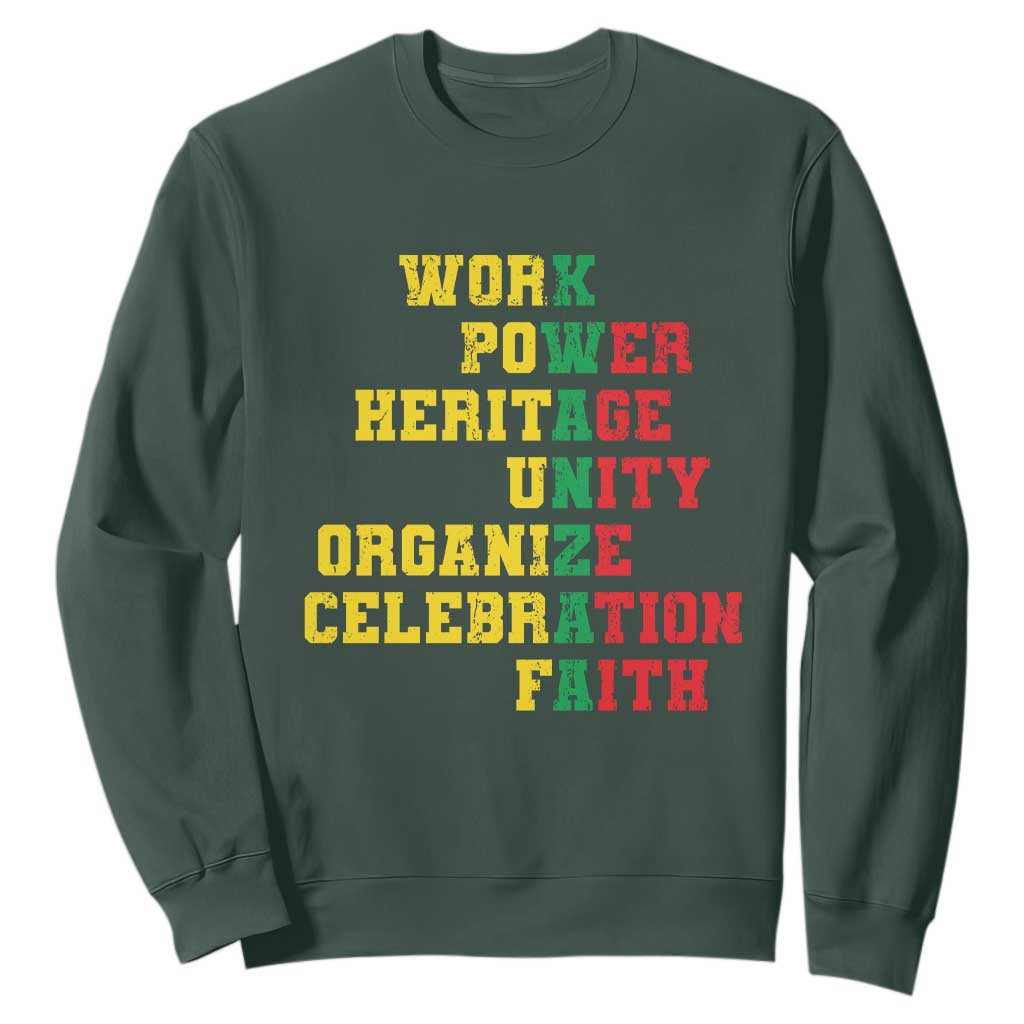 African American Christmas Kwanzaa Sweatshirt Work Power Heritage Unity Organize Celebration Faith