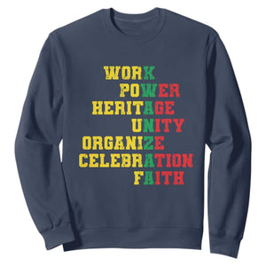 African American Christmas Kwanzaa Sweatshirt Work Power Heritage Unity Organize Celebration Faith