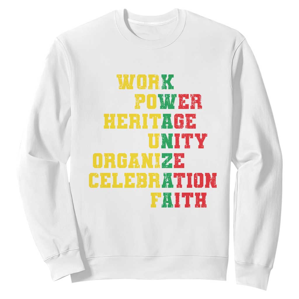 African American Christmas Kwanzaa Sweatshirt Work Power Heritage Unity Organize Celebration Faith