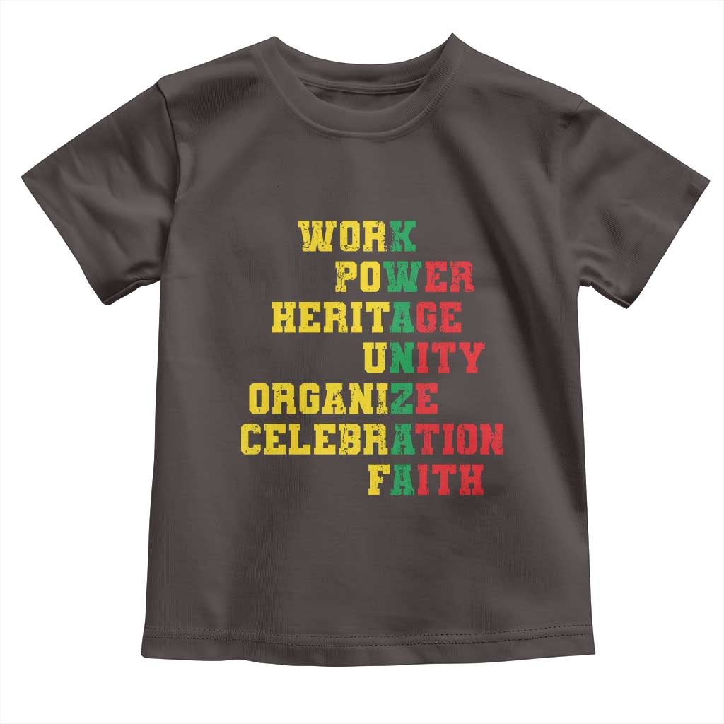 African American Christmas Kwanzaa Toddler T Shirt Work Power Heritage Unity Organize Celebration Faith