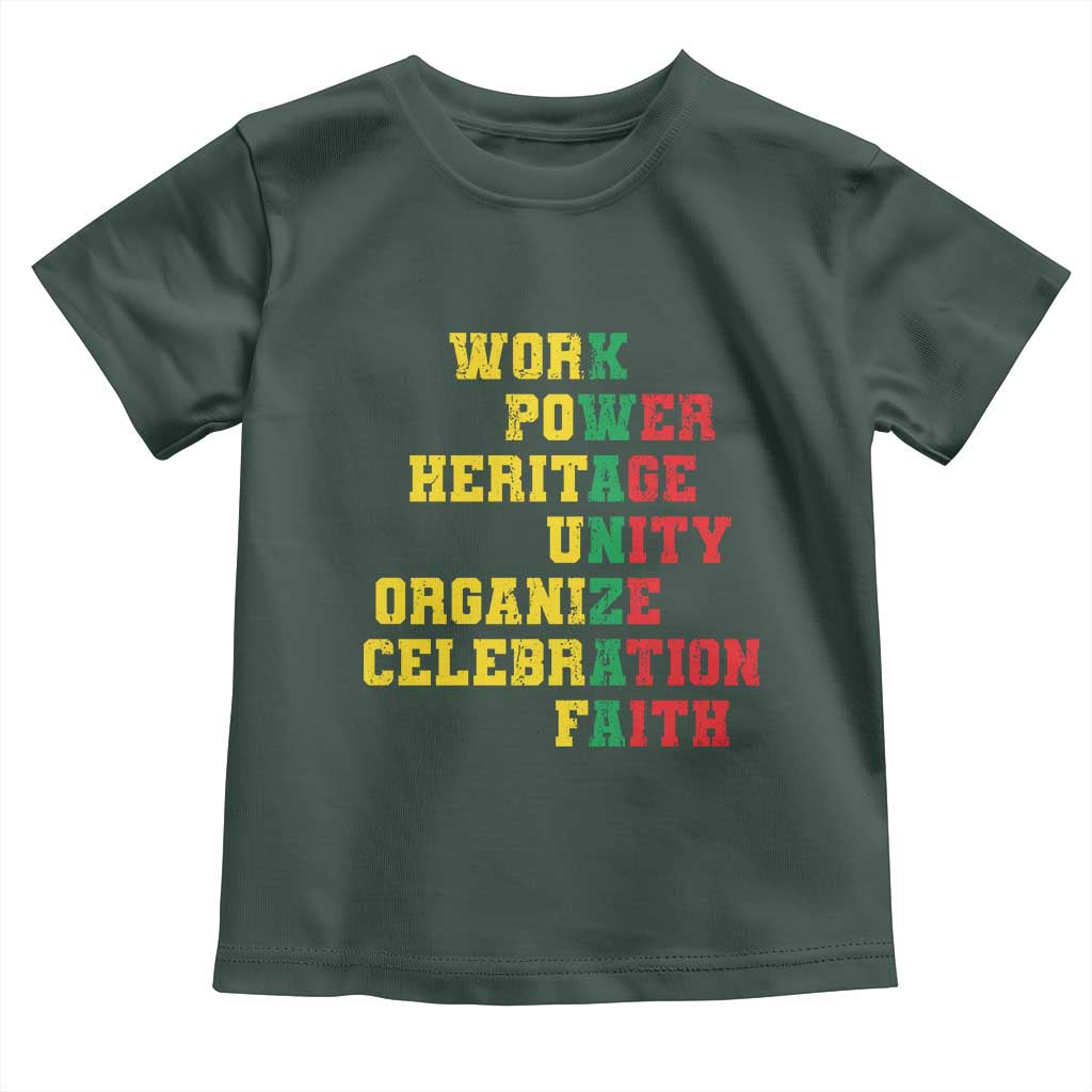African American Christmas Kwanzaa Toddler T Shirt Work Power Heritage Unity Organize Celebration Faith