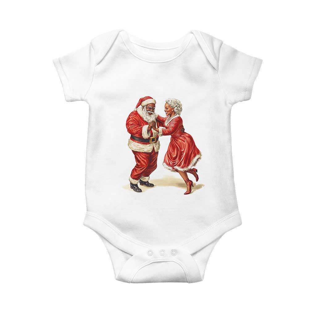 African American Christmas Black Santa Mr Mrs Claus Dancing Baby Onesie