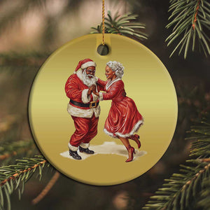 African American Christmas Black Santa Mr Mrs Claus Dancing Christmas Ornament