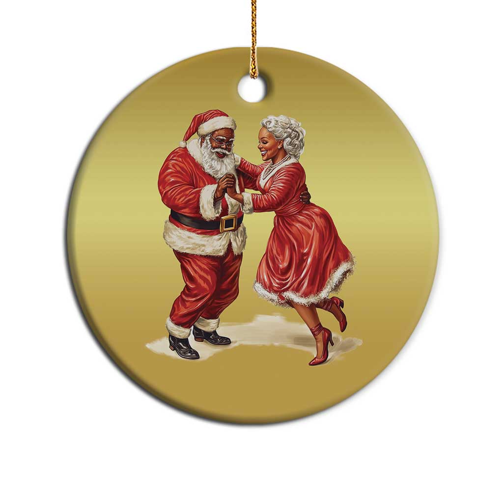 African American Christmas Black Santa Mr Mrs Claus Dancing Christmas Ornament