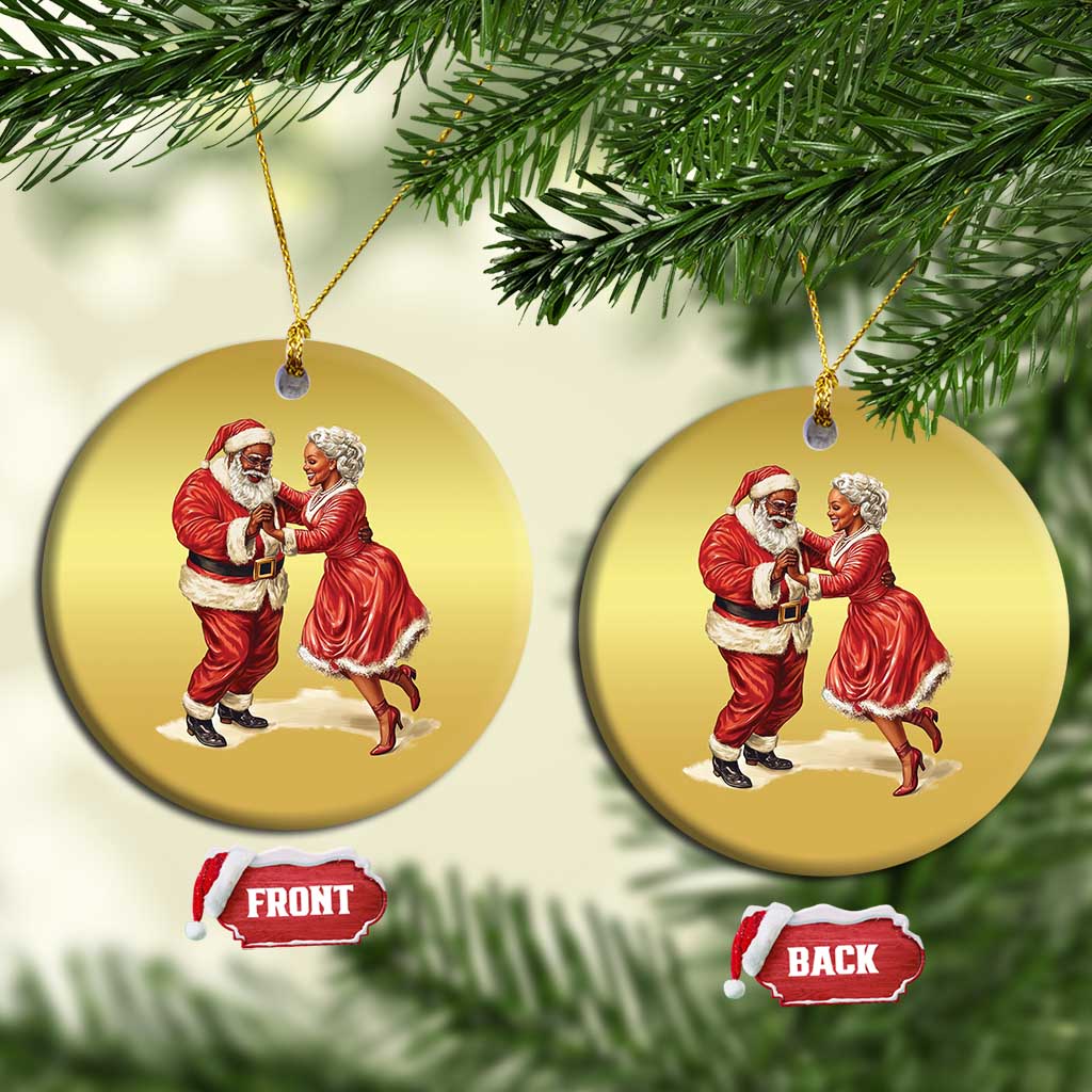 African American Christmas Black Santa Mr Mrs Claus Dancing Christmas Ornament