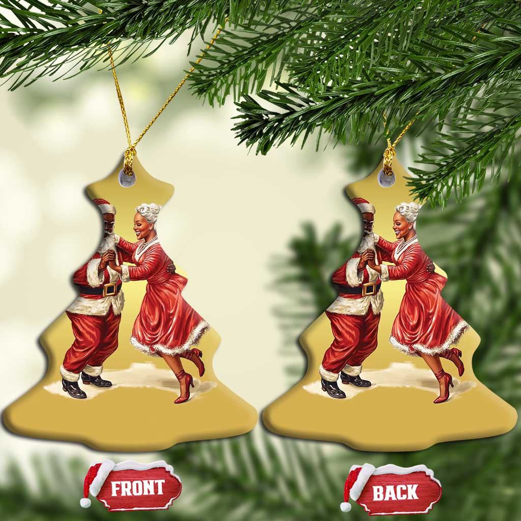 African American Christmas Black Santa Mr Mrs Claus Dancing Christmas Ornament