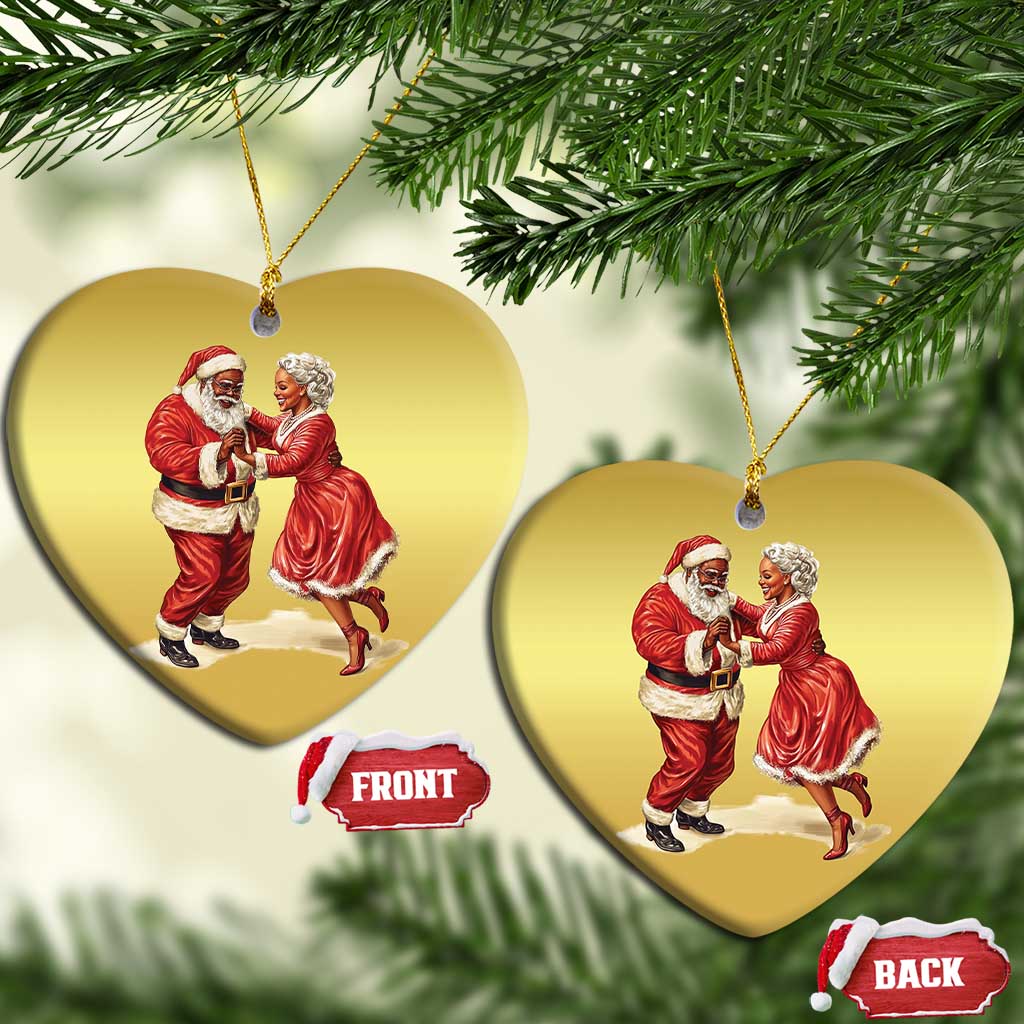 African American Christmas Black Santa Mr Mrs Claus Dancing Christmas Ornament