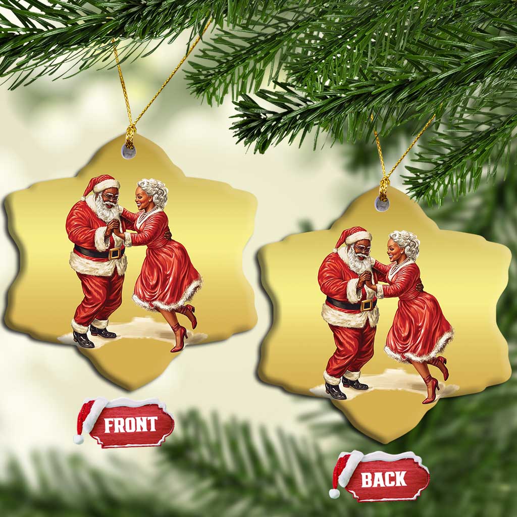 African American Christmas Black Santa Mr Mrs Claus Dancing Christmas Ornament