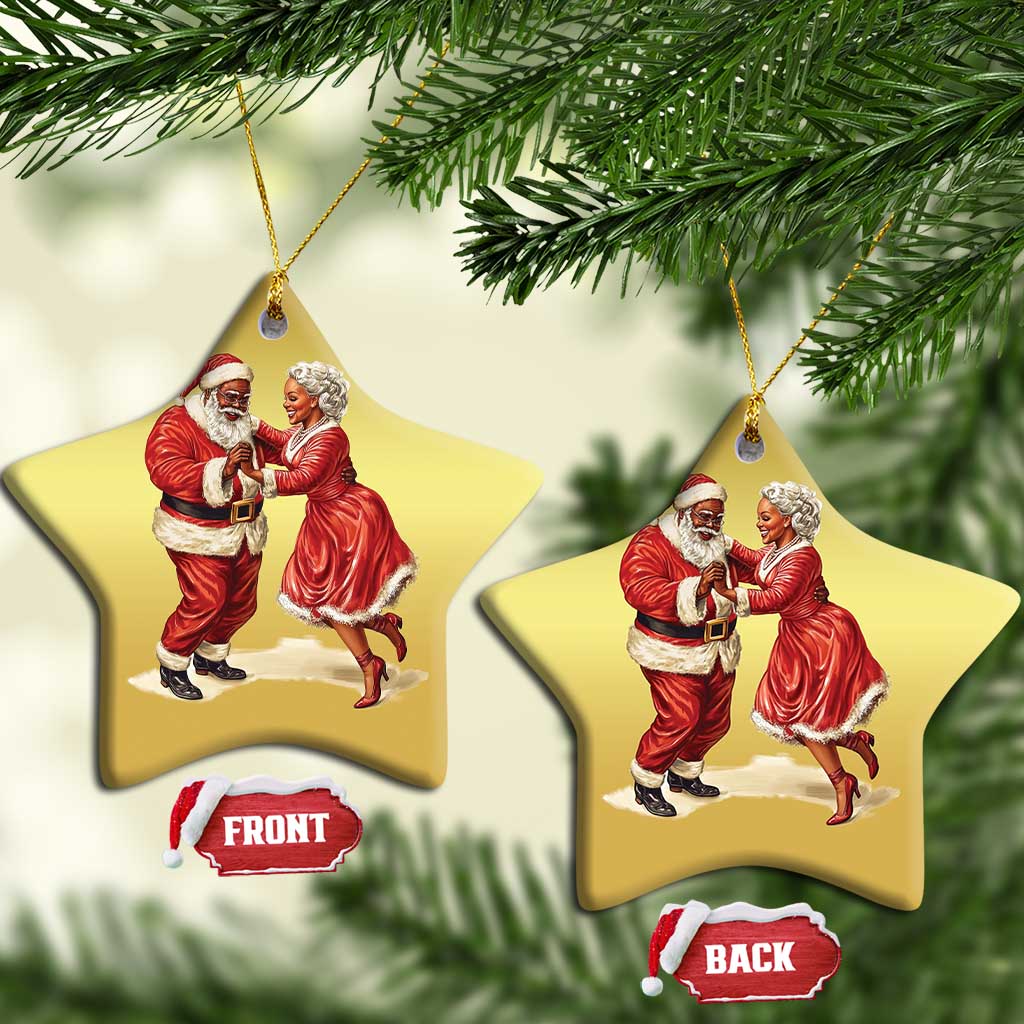 African American Christmas Black Santa Mr Mrs Claus Dancing Christmas Ornament