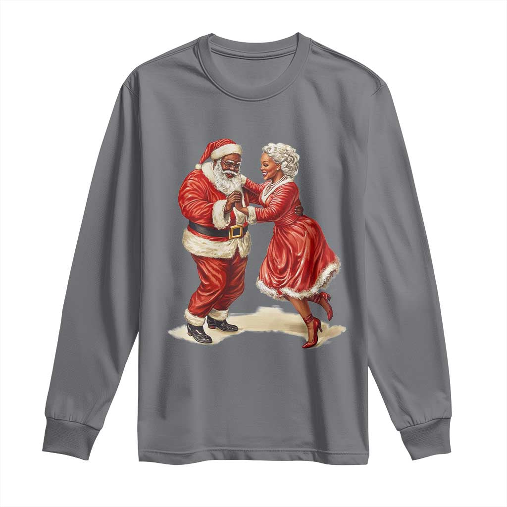 African American Christmas Black Santa Mr Mrs Claus Dancing Long Sleeve Shirt