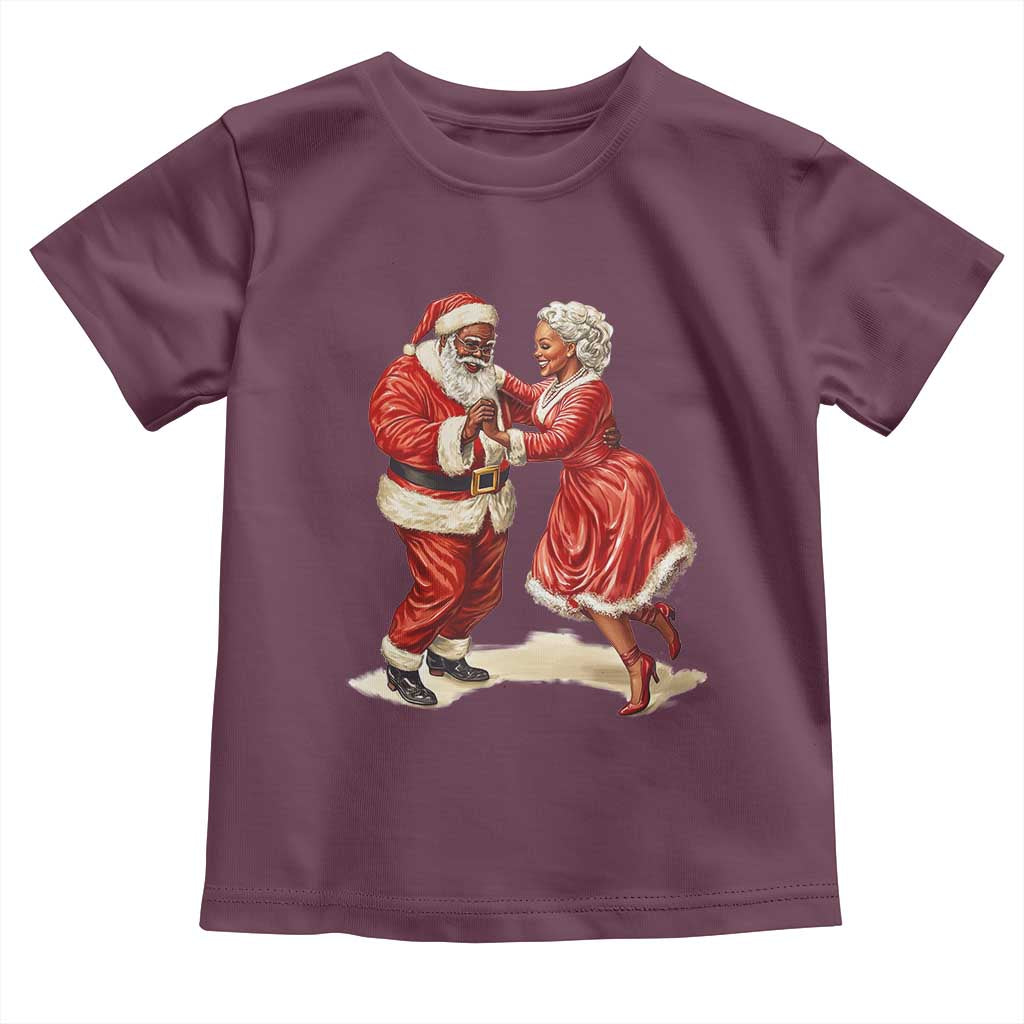 African American Christmas Black Santa Mr Mrs Claus Dancing Toddler T Shirt