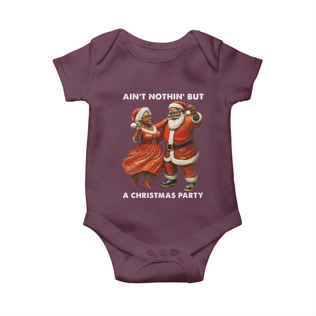 African American Christmas Baby Onesie Ain't Nothin' But A Christmas Party Mr Mrs Claus Dancing