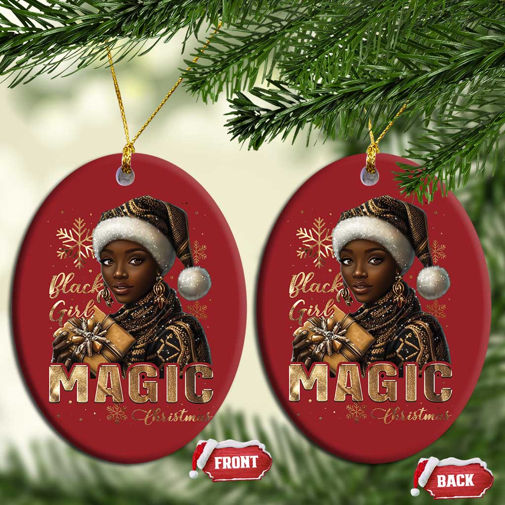 Christmas Melanin Black Girl Magic Christmas Ornament