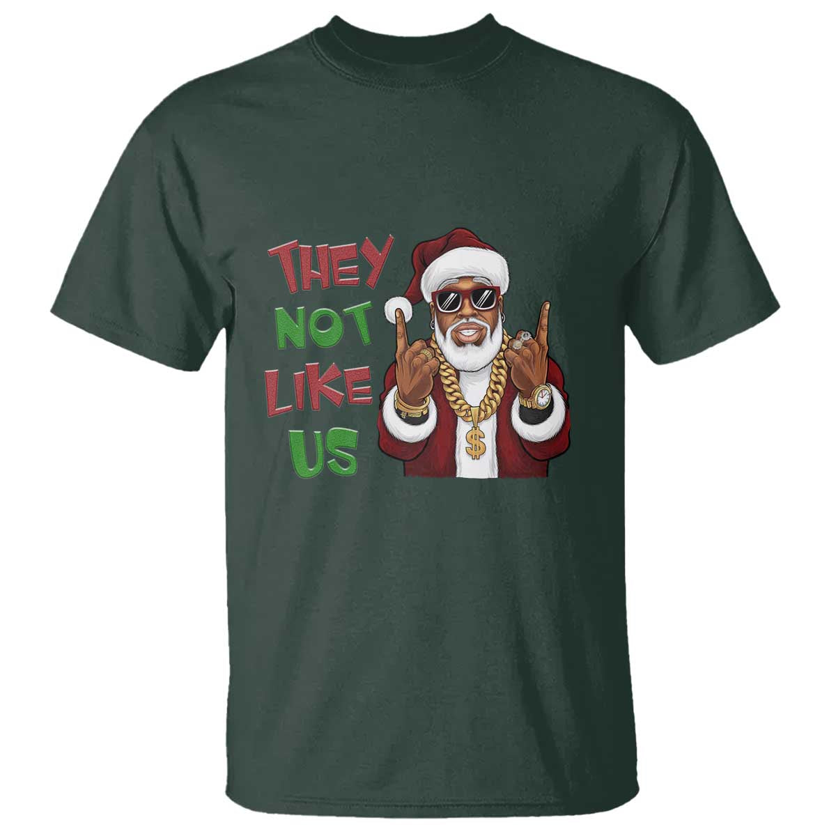 Funny Black Santa Xmas Hiphop T Shirt They Not Like Us African American Christmas