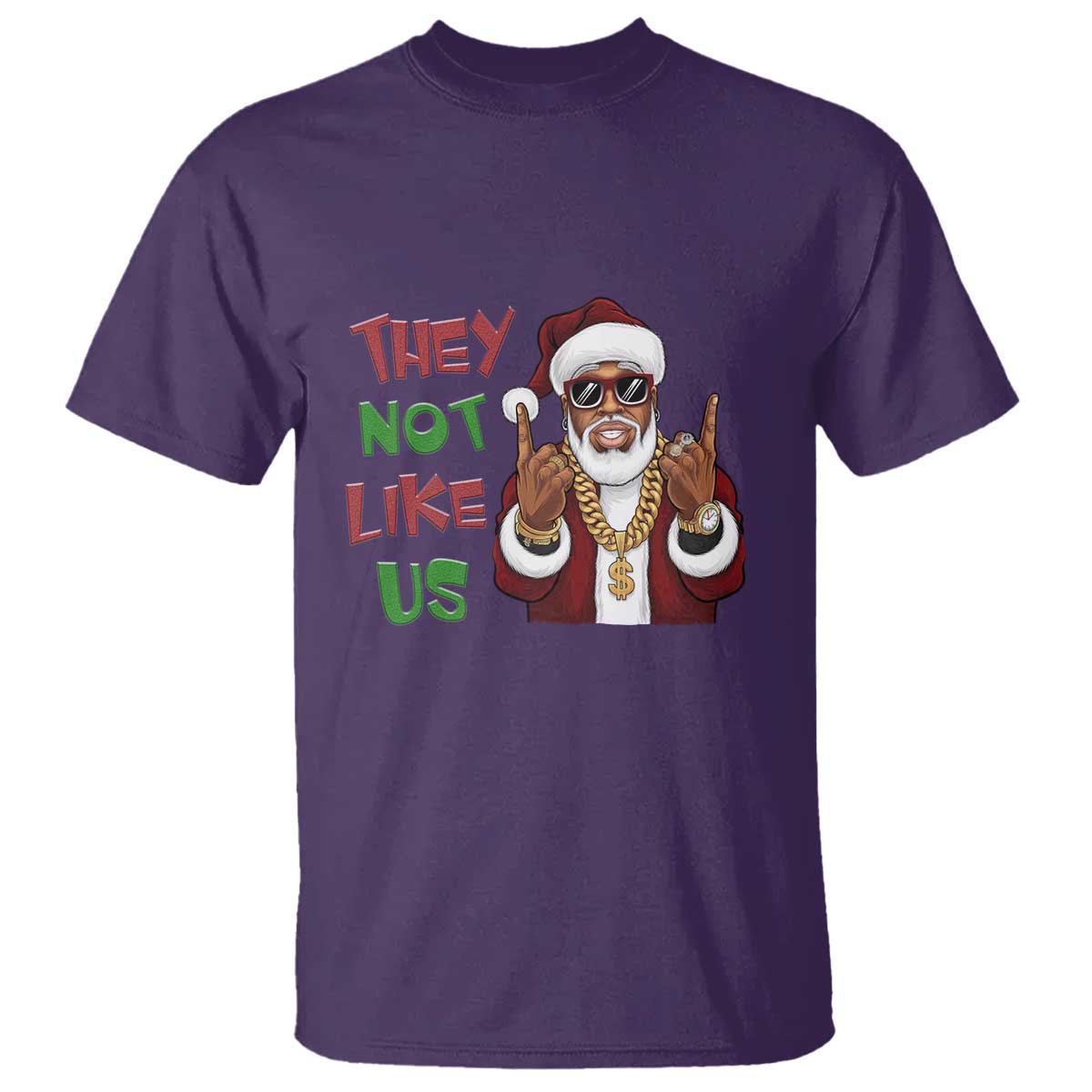 Funny Black Santa Xmas Hiphop T Shirt They Not Like Us African American Christmas
