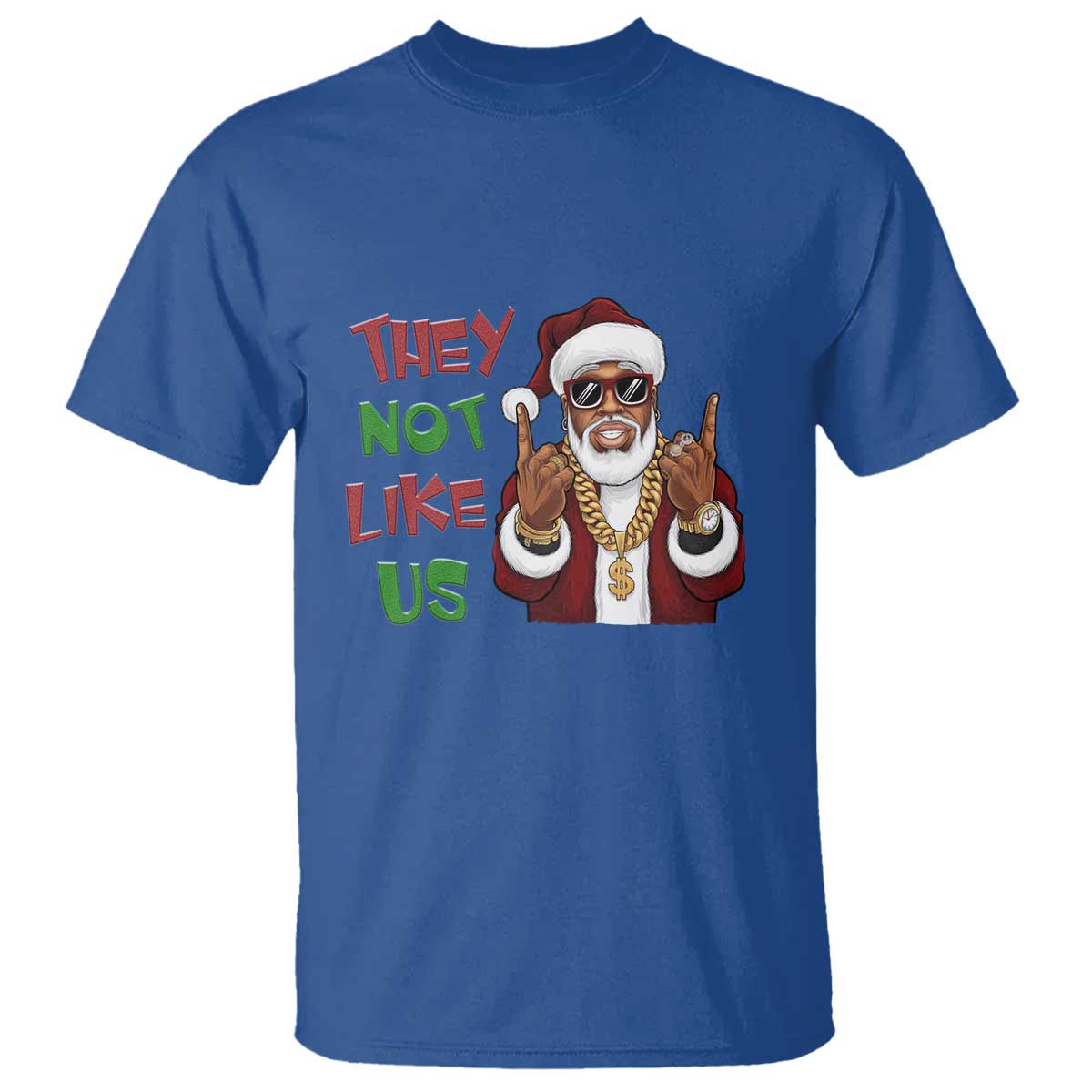 Funny Black Santa Xmas Hiphop T Shirt They Not Like Us African American Christmas