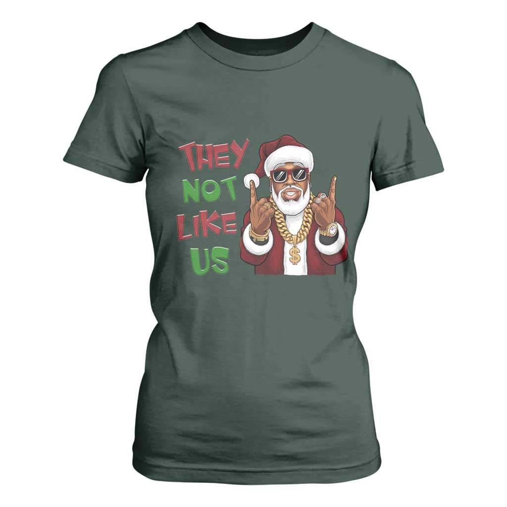 Funny Black Santa Xmas Hiphop T Shirt For Women They Not Like Us African American Christmas
