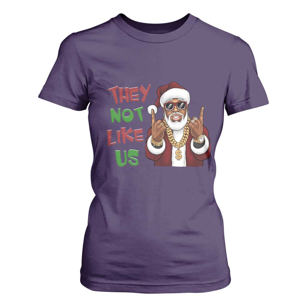 Funny Black Santa Xmas Hiphop T Shirt For Women They Not Like Us African American Christmas
