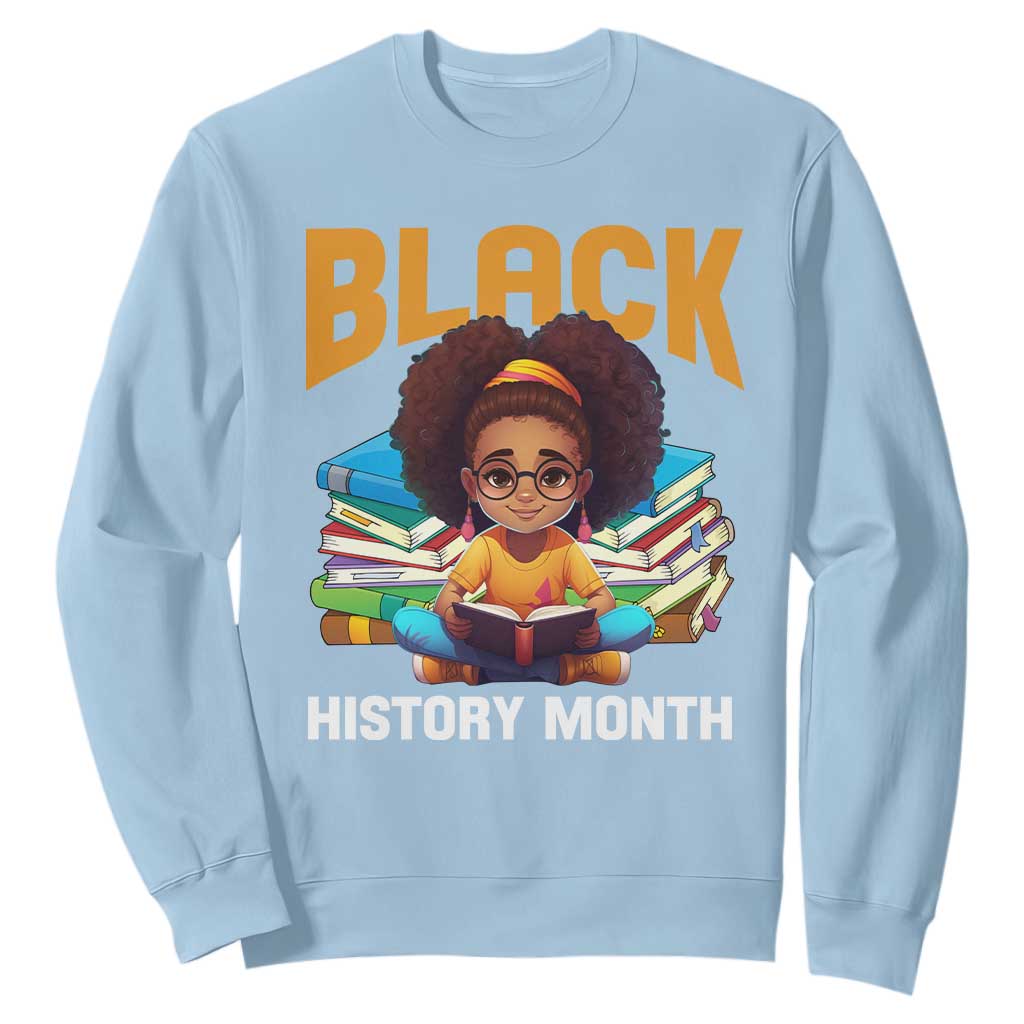 Black History Month Sweatshirt African Girl Reading Book Melanin Pride