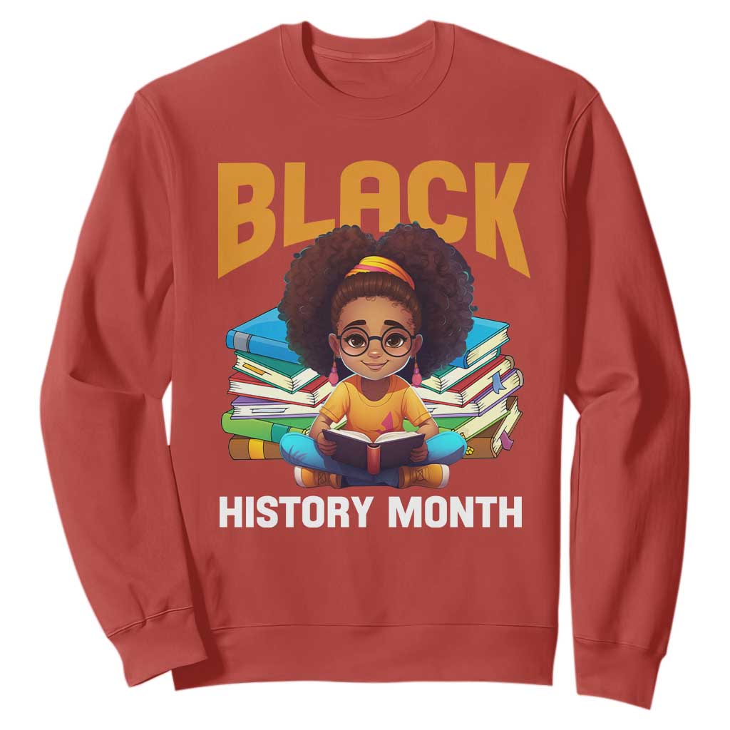 Black History Month Sweatshirt African Girl Reading Book Melanin Pride