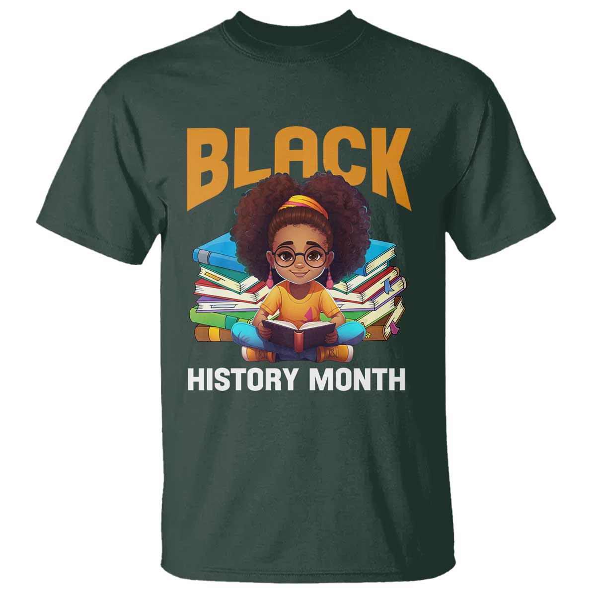 Black History Month T Shirt African Girl Reading Book Melanin Pride