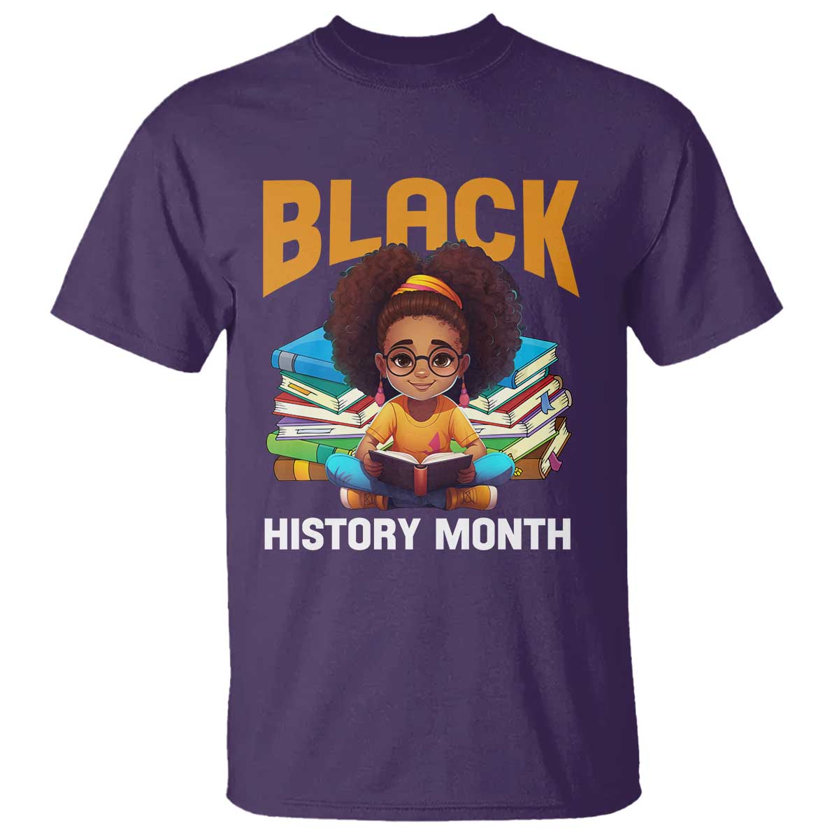 Black History Month T Shirt African Girl Reading Book Melanin Pride