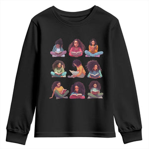 Black History Month Youth Long Sleeve Shirt Reading Book African Smart Melanin Women Girls