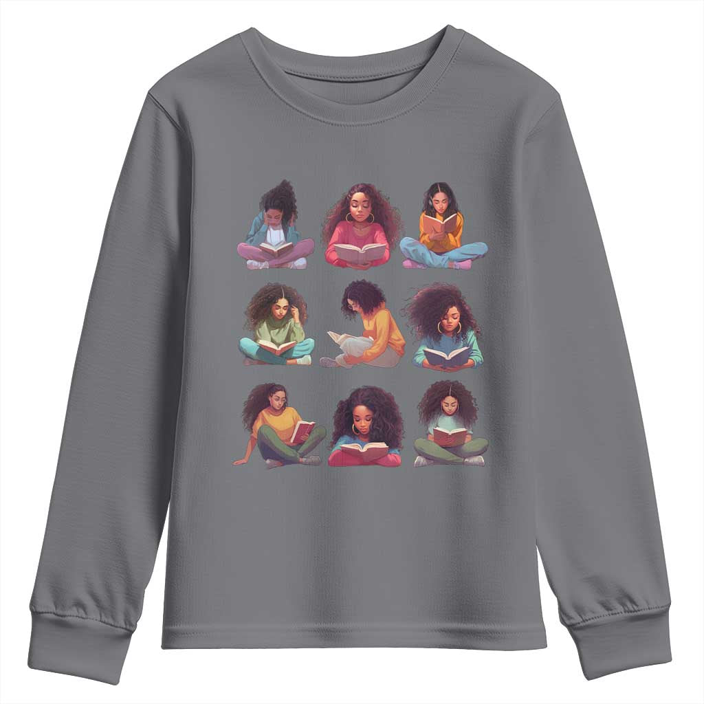 Black History Month Youth Long Sleeve Shirt Reading Book African Smart Melanin Women Girls