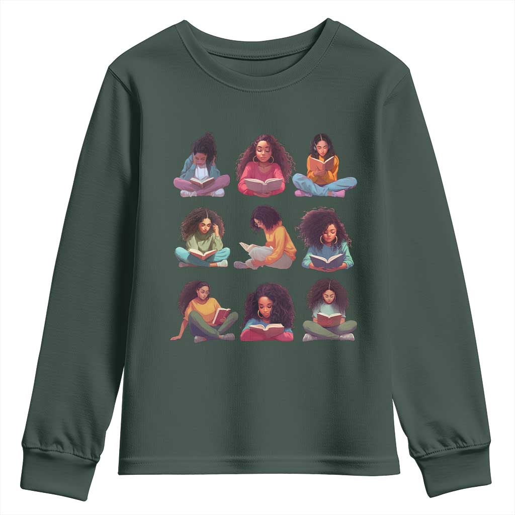 Black History Month Youth Long Sleeve Shirt Reading Book African Smart Melanin Women Girls